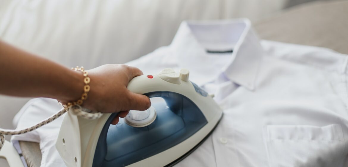 Hand ironing shirt