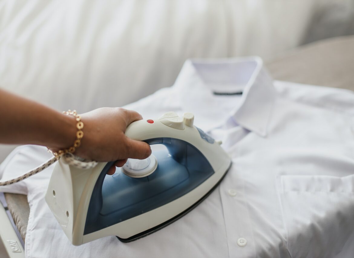 Hand ironing shirt